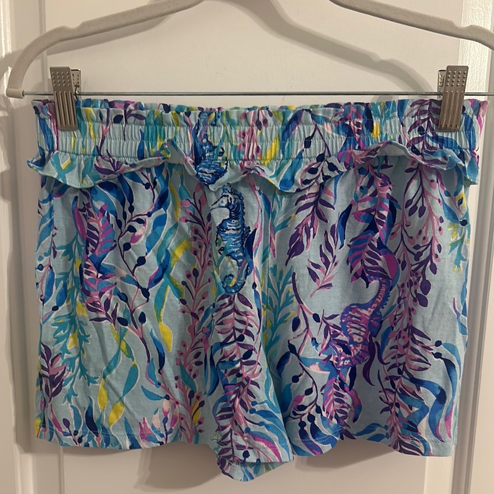Lilly Pulitzer Kids Shorts - Seahorse Blue and Pink Pattern